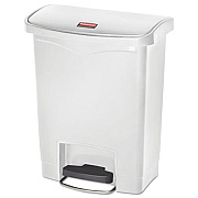 Rubbermaid Commercial Slim Jim Streamline Resin Step-On Container, Front Step Style, 8 gal, Polyethylene, White (1883555)