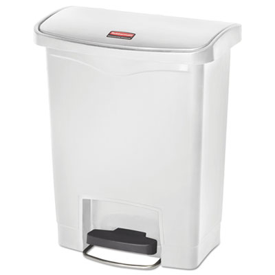 Rubbermaid Commercial Slim Jim Streamline Resin Step-On Container, Front Step Style, 8 gal, Polyethylene, White (1883555)