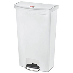 Rubbermaid Commercial Slim Jim Streamline Resin Step-On Container, Front Step Style, 18 gal, Polyethylene, White (1883559)