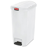 Rubbermaid Commercial Slim Jim Resin Step-On Container, End Step Style, 13 gal, White (1883558)