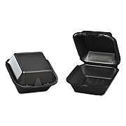 Genpak Foam Hinged Carryout Container, 5-13/16x5-11/16x3-1/8, Black, 125/bag (SN2253L)