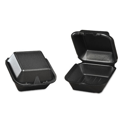 Genpak Foam Hinged Carryout Container, 5-13/16x5-11/16x3-1/8, Black, 125/bag (SN2253L)