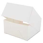 SCT White Window Bakery Boxes with Attached Flip Top, 4-Corner Beers Design, 8 x 8 x 4, White, Paper, 150/Carton (24053)