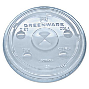 Fabri-Kal Greenware Cold Drink Lids, X-Slot, Fits 16 oz/18 oz/24 oz Cold Cups, Sugarcane, Clear, 1,000/Carton (LGC1624)