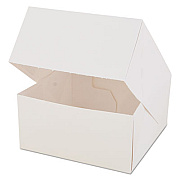 SCT White Window Bakery Boxes with Attached Flip Top, 4-Corner Beers Design, 6 x 6 x 3, White, Paper, 200/Carton (24023)