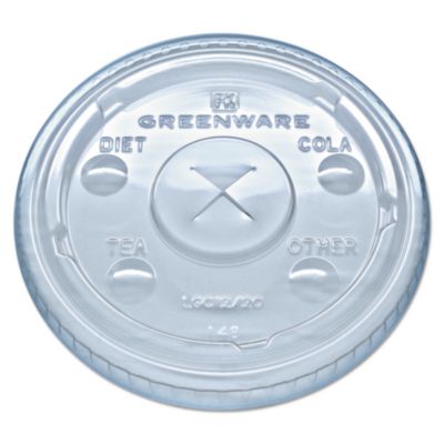 Fabri-Kal Greenware Cold Drink Lids, Fits 9 oz Old Fashioned Cups/12 oz Squat Cups/20 oz Cups, Plastic, Clear, 1,000/Carton (LGC1220)