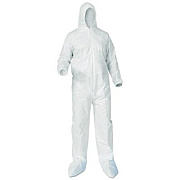 KleenGuard A35 Liquid and Particle Protection Coveralls, Zipper Front, Hood/Boots, Elastic Wrists/Ankles, Small, White, 25/Carton (38947)