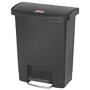 Rubbermaid Commercial Slim Jim Streamline Resin Step-On Container, Front Step Style, 8 gal, Polyethylene, Black (1883609)