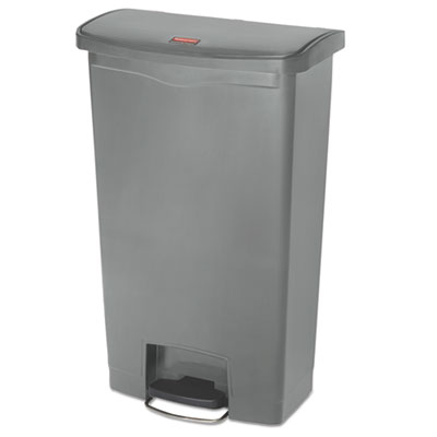 Rubbermaid Commercial Slim Jim Streamline Resin Step-On Container, Front Step Style, 18 gal, Polyethylene, Gray (1883604)