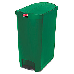 Rubbermaid Commercial Slim Jim Resin Step-On Container, End Step Style, 24 Gal, Green (1883589)