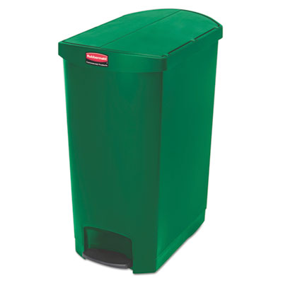 Rubbermaid Commercial Slim Jim Resin Step-On Container, End Step Style, 24 Gal, Green (1883589)