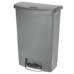 Rubbermaid Commercial Streamline Resin Step-On Container, Front Step Style, 24 gal, Polyethylene, Gray (1883606)