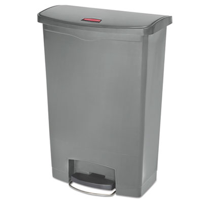 Rubbermaid Commercial Streamline Resin Step-On Container, Front Step Style, 24 gal, Polyethylene, Gray (1883606)