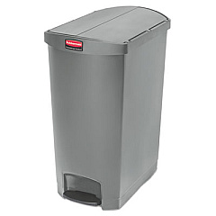 Rubbermaid Commercial Slim Jim Resin Step-On Container, End Step Style, 24 Gal, Gray (1883607)