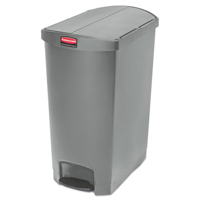 Rubbermaid Commercial Slim Jim Resin Step-On Container, End Step Style, 24 Gal, Gray (1883607)