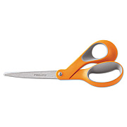 Fiskars Home and Office Scissors, 8" Long, 3.5" Cut Length, Orange/Gray Offset Handle (01009881)