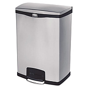Rubbermaid Commercial Slim Jim Stainless Steel Step-On Container, Front Step Style, 24 gal, Stainless Steel, Black (1901999)