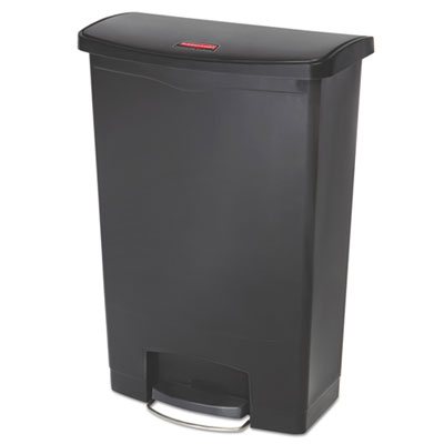 Rubbermaid Commercial Streamline Resin Step-On Container, Front Step Style, 24 gal, Polyethylene, Black (1883615)