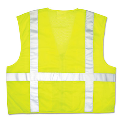 MCR Safety Luminator Safety Vest, Lime Green w/Stripe, Large (CL2LCL)