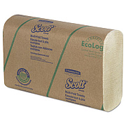 Scott Multi-Fold Towels, 20% Plant Fiber/absorbency Pkts,9 2/5x9 1/5, 250/pk, 16 Pk/ct (43751)