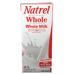Natrel MILK, WHOLE, 32 OZ RESEALABLE TETRA BOTTLE, 12/CARTON (30338)