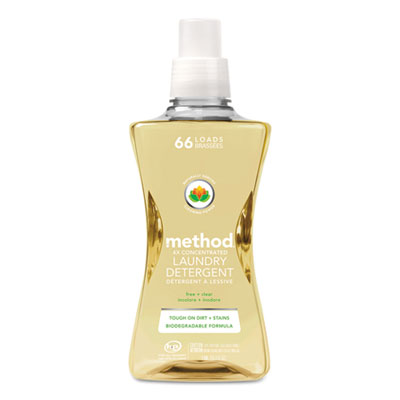 Method 4X Concentrated Laundry Detergent, Free and Clear, 53.5 oz Bottle (01491EA)