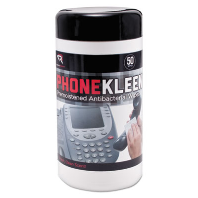 Read Right PhoneKleen Wet Wipes, Cloth, 5 x 6, 50/Tub (RR1403)