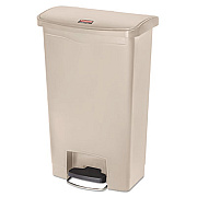 Rubbermaid Commercial Streamline Resin Step-On Container, Front Step Style, 13 gal, Polyethylene, Beige (1883458)
