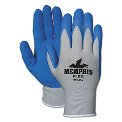 MCR Safety Memphis Flex Latex-Coated Seamless Nylon Knit Gloves, EN388: 3131, Medium, Blue/Gray, 12 Pairs (96731MDZ)