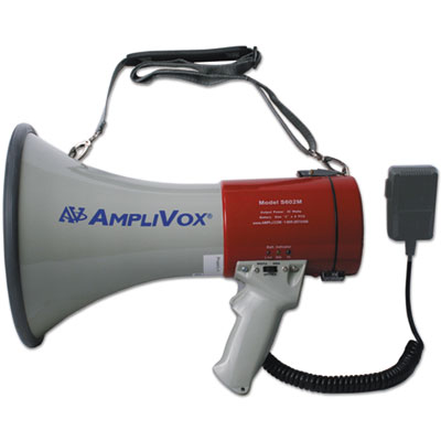 AmpliVox MityMeg Piezo Dynamic Megaphone, 25W w/Coiled Microphone (S602MR)