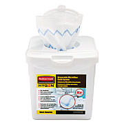 Rubbermaid Commercial HYGEN Disposable Microfiber Cloth Starter Kit, White/blue, 160 Cloths W/charging Tub (1928756)
