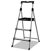 Louisville ALUMINUM STEP STOOL LADDER, 3-STEP, 225 LB CAPACITY, 20W X 31 SPREAD X 47H, SILVER (BXL226003S)