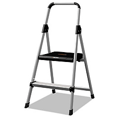 Louisville ALUMINUM STEP STOOL LADDER, 2-STEP, 225 LB CAPACITY, 18.5W X 23.5 SPREAD X 38.5H, SILVER (BXL226002)