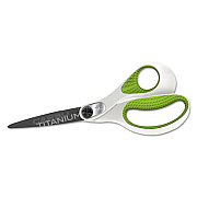 Westcott CarboTitanium Bonded Scissors, 8" Long, 3.25" Cut Length, White/Green Straight Handle (16447)