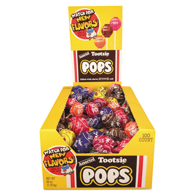 Tootsie Roll Tootsie Pops, 0.76 Oz, Assorted Flavors, 100/box (1014965)