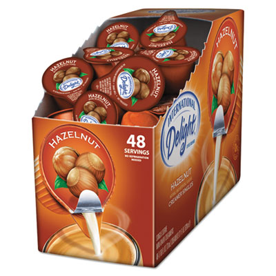 International Delight Flavored Liquid Non-Dairy Coffee Creamer, Hazelnut, 0.44 oz Mini Cups, 48/Box (02283)