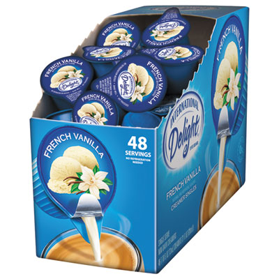 International Delight Flavored Liquid Non-Dairy Coffee Creamer, French Vanilla, 0.44 oz Mini Cups, 48/Box (02282)