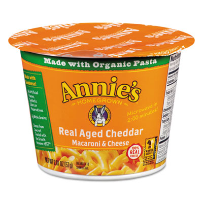 Annie's Homegrown Aged Cheddar Mac and Cheese, 2.01 oz Cup, 12/Carton (00058)