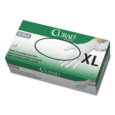 Curad 3g Synthetic Vinyl Exam Gloves, Powder-Free, X-Large, 90/box (6CUR8237)