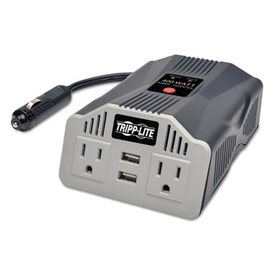 Tripp Lite PowerVerter Ultra-Compact Car Inverter, 400W, 2 AC/2 USB, 3.1A (PV400USB)