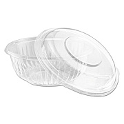 Dart PresentaBowls Bowl/Lid Combo-Paks, 32 oz, 7.25" Diameter x 2.88" h, Clear, Plastic, 63/Pack, 2 Pack/Carton (PET32BCD)