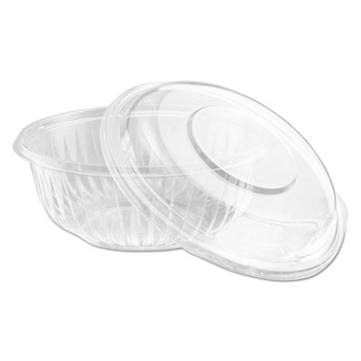 Dart PresentaBowls Bowl/Lid Combo-Paks, 32 oz, 7.25" Diameter x 2.88" h, Clear, Plastic, 63/Pack, 2 Pack/Carton (PET32BCD)