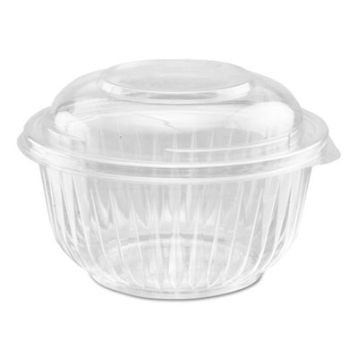 Dart PresentaBowls Bowl/Lid Combo-Paks, 16 oz, 5.38" Diameter x 2.6" h, Clear, Plastic, 63/Pack, 4 Pack/Carton (PET16BCD)