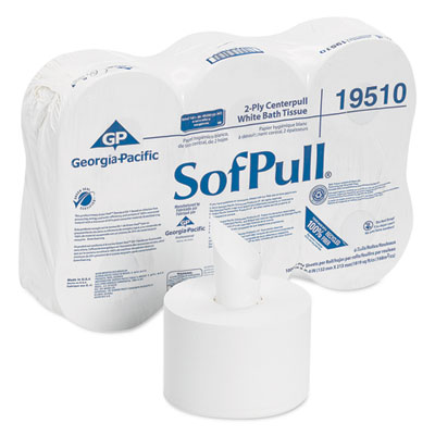 Georgia Pacific Professional High Capacity Center-Pull Tissue, Septic Safe, 2-Ply, White, 1,000 Sheets/Roll, 6 Rolls/Carton (19510)