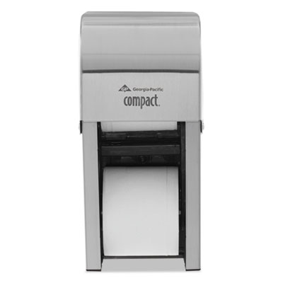 Georgia Pacific Professional Compact Vertical Double Roll Coreless Dispenser, 6 x 6.5 x 13.5, Stainless Steel (56782)