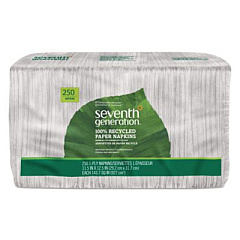 Seventh Generation 100% Recycled Napkins, 1-Ply, 11.5 x 12.5, White, 250/Pack (13713PK)