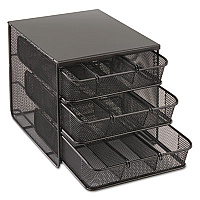 Safco 3 Drawer Hospitality Organizer, 7 Compartments, 11.5 x 8.25 x 8.25, Black (3275BL)