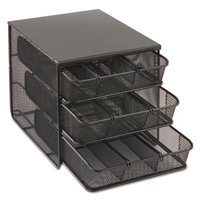 Safco 3 Drawer Hospitality Organizer, 7 Compartments, 11.5 x 8.25 x 8.25, Black (3275BL)