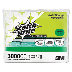 Scotch-Brite PROFESSIONAL Power Sponge 3000, 2.8 x 4.5, 0.6" Thick, Blue/Teal, 5/Pack (3000CC)