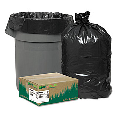 Earthsense Commercial Linear Low Density Recycled Can Liners, 33 Gallon, 1.25 mil, 33" x 39", Black, 10 Bags/Roll, 10 Rolls/Carton (RNW4050)
